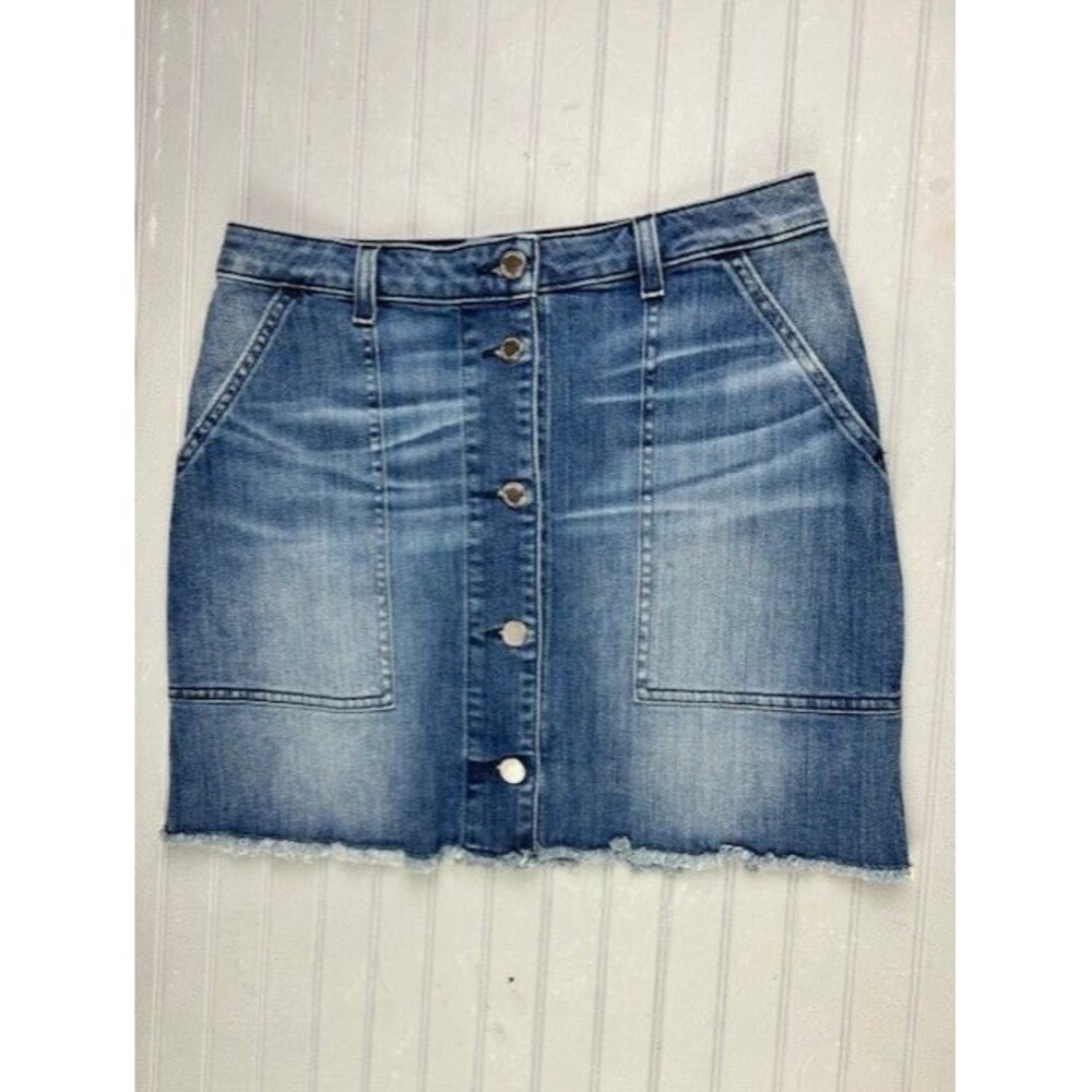 Michael Kors Size 2 Womens Denim Jean Skirt Short Button Front Med Wash